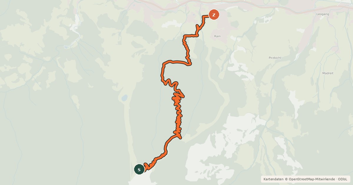 Kartenübersicht der Radroute Steinberg Line by Fox