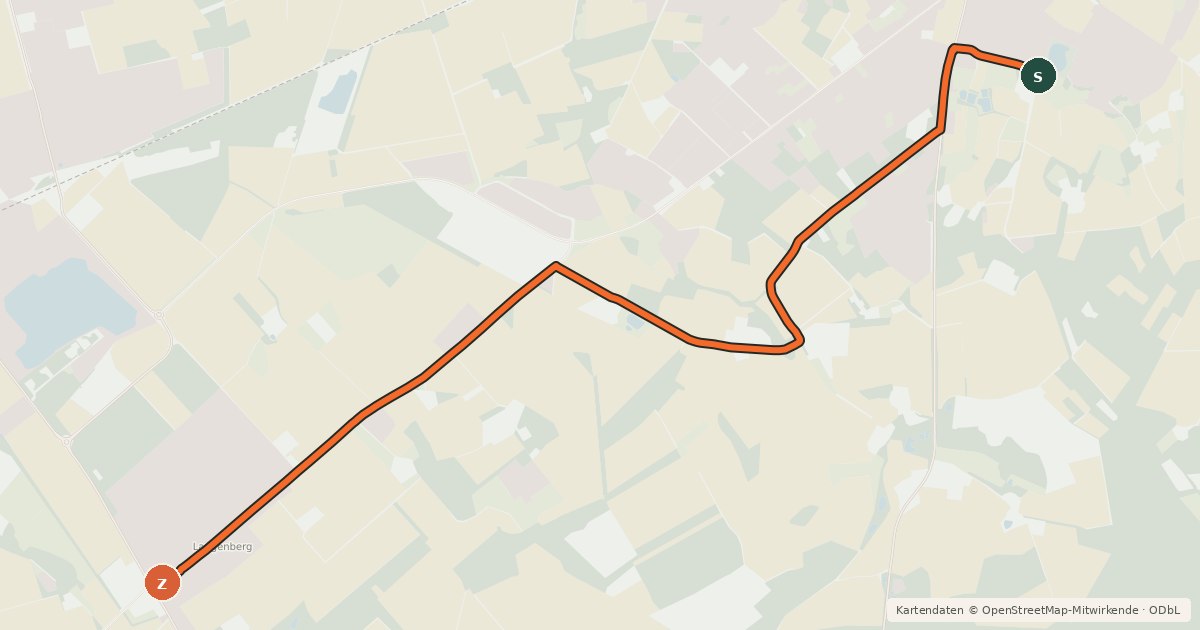 Kartenübersicht der Radroute Steinfeld (35) - Holdorf (42)