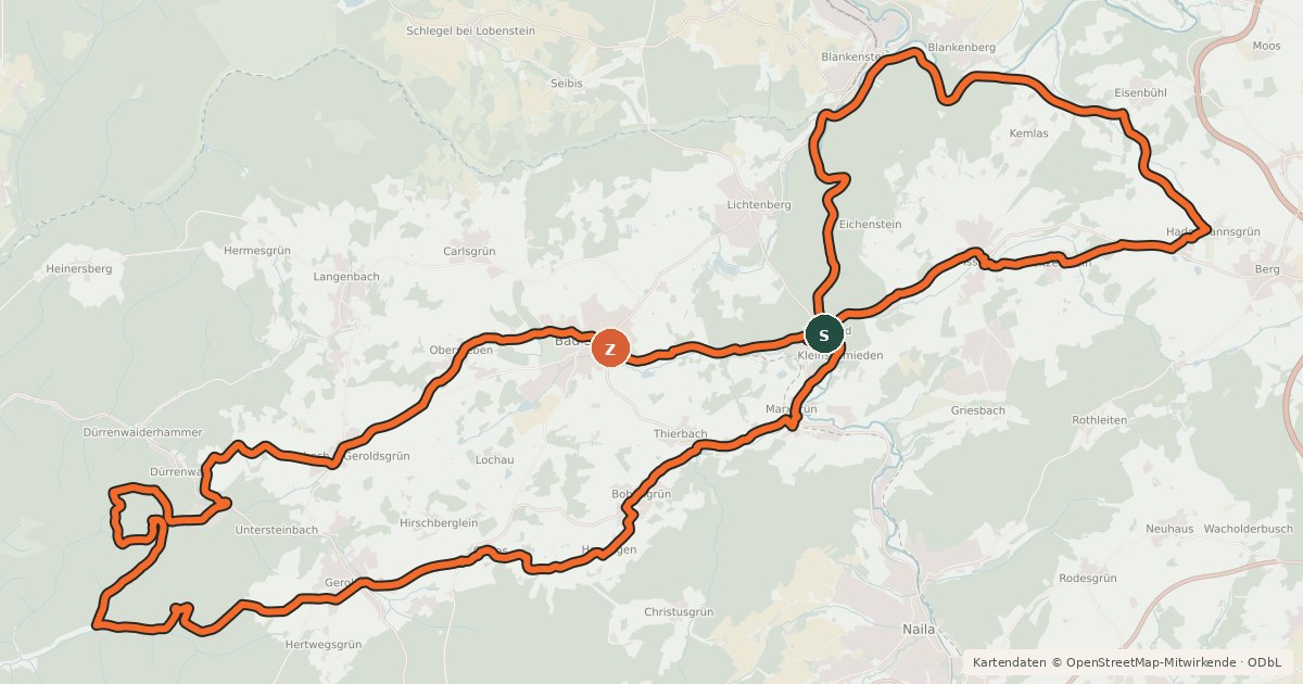 Kartenübersicht der Radroute Steinige Tour (HO 6)