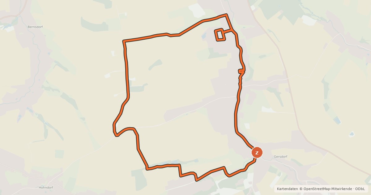 Kartenübersicht der Radroute Steinkohlenweg Rad Gersdorfer Runde