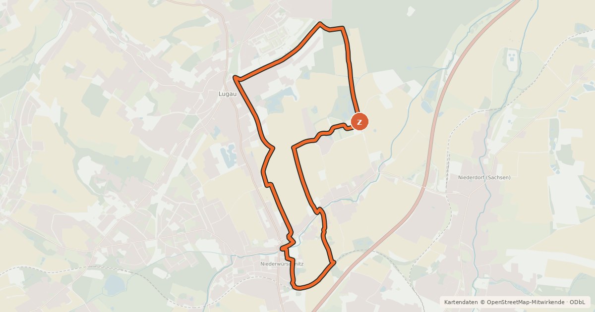 Kartenübersicht der Radroute Steinkohlenweg Rad Niederwürschnitzer Runde