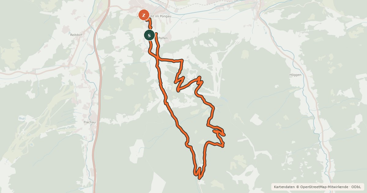 Kartenübersicht der Radroute Steinwand Runde