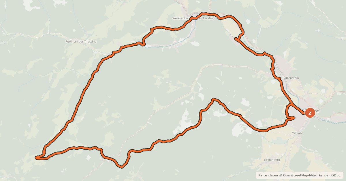 Kartenübersicht der Radroute Steinwandklamm-Strecke