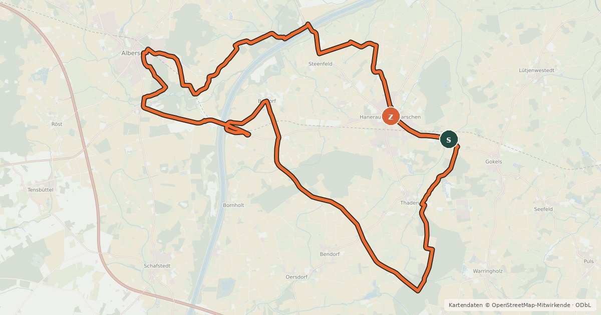 Kartenübersicht der Radroute Steinzeit Tour