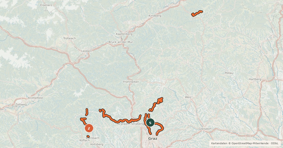 Kartenübersicht der Radroute Steirische Alpentour
