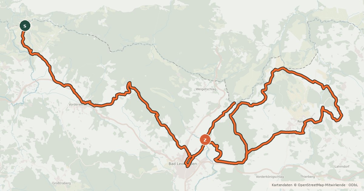 Kartenübersicht der Radroute Sterngartl-Nord