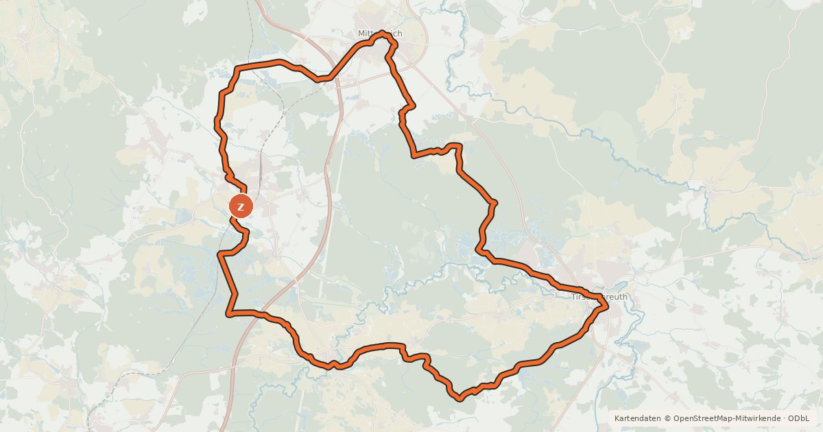 Kartenübersicht der Radroute Stiftländer Karpfenradweg