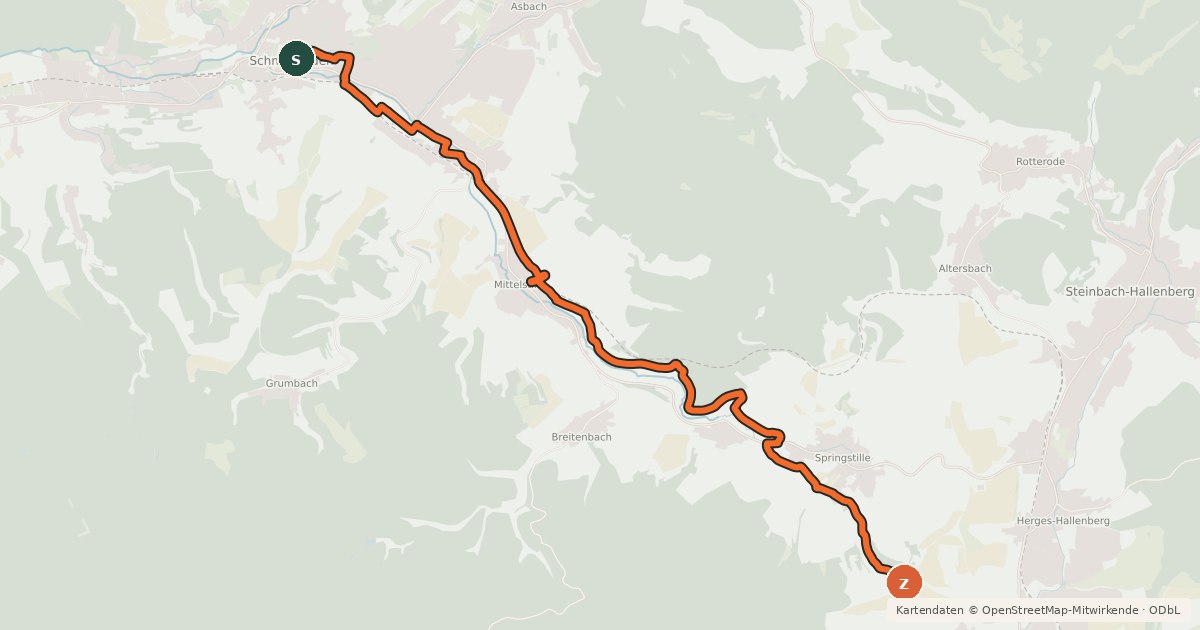 Kartenübersicht der Radroute Stille-Grund-Radweg
