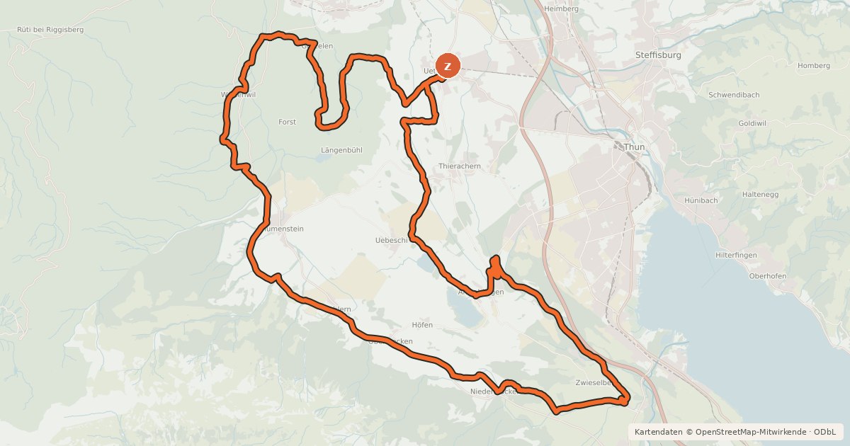 Kartenübersicht der Radroute Stockentalroute