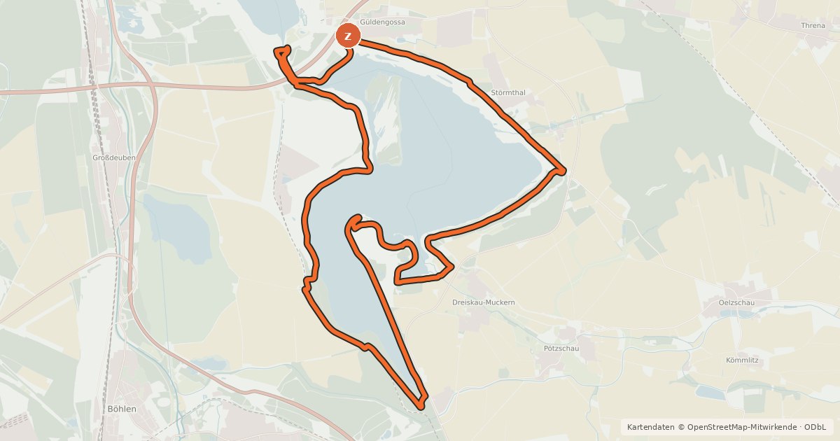 Kartenübersicht der Radroute Störmthaler See Radweg