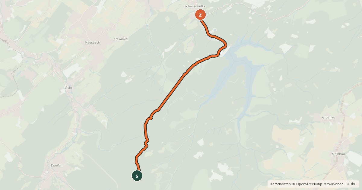 Kartenübersicht der Radroute Stolberg (04) - Stolberg (97)