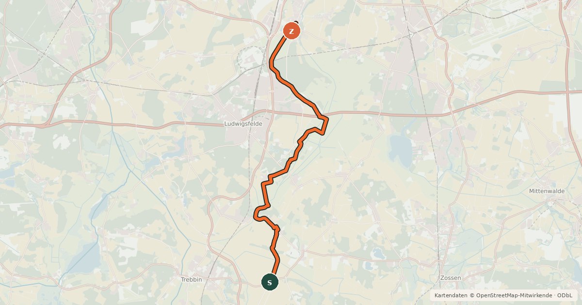 Kartenübersicht der Radroute Storchenroute