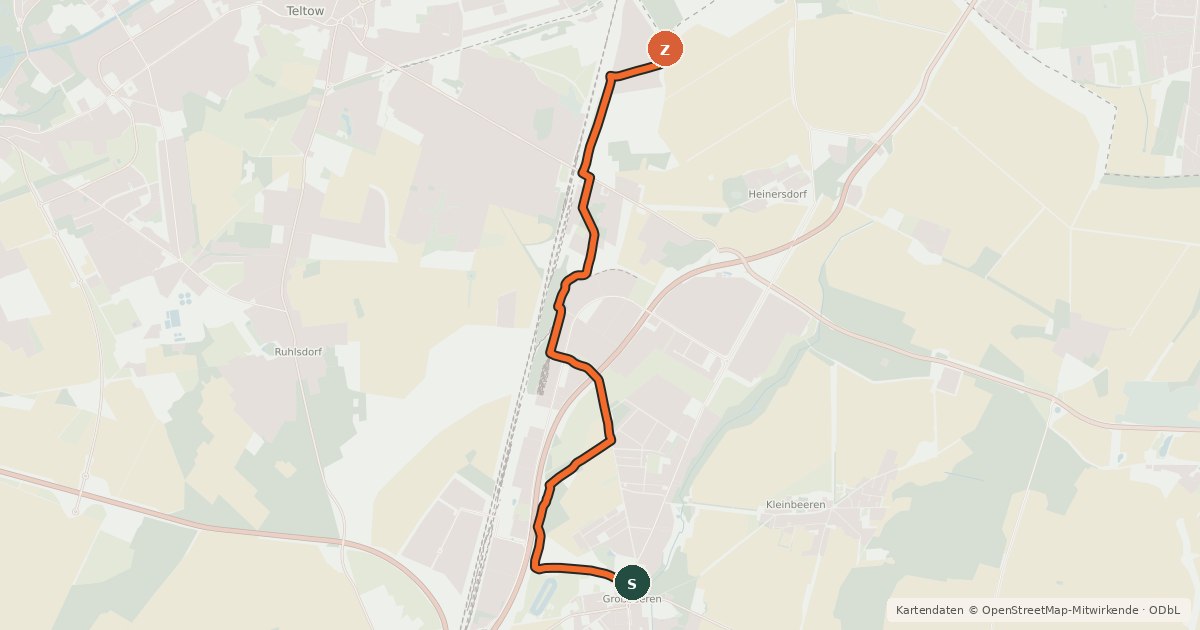 Kartenübersicht der Radroute Storchenroute