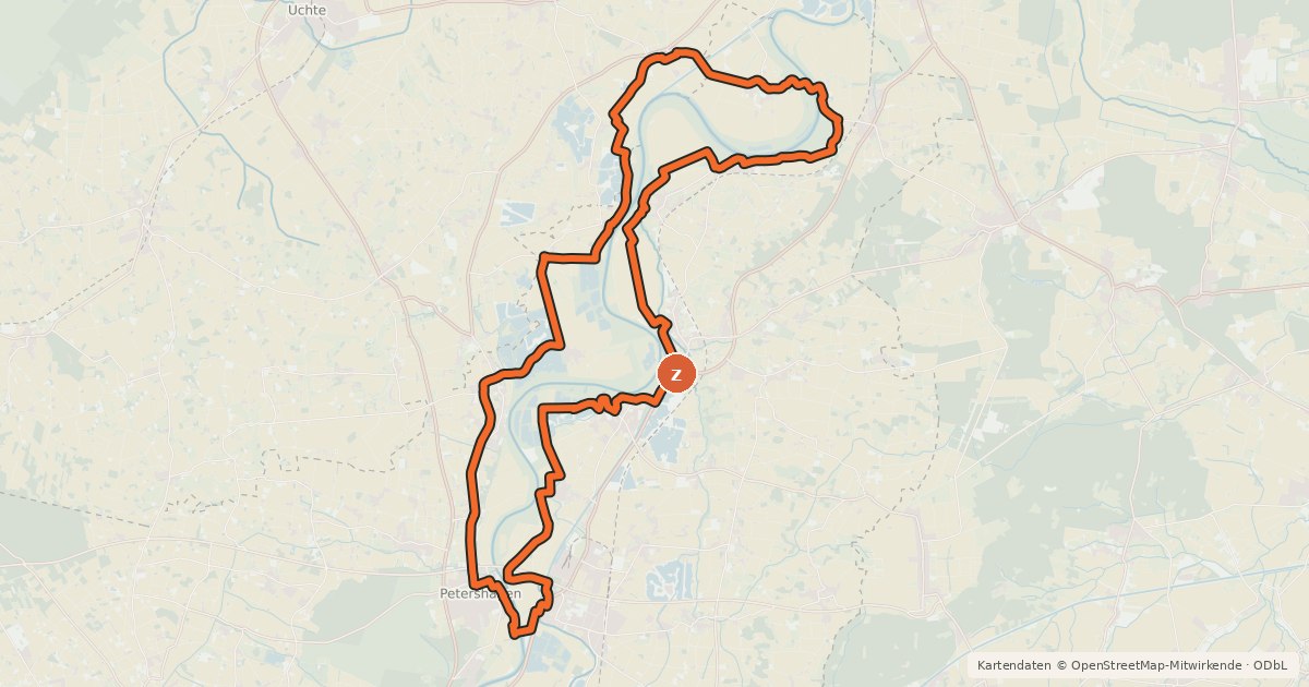 Kartenübersicht der Radroute Storchenroute