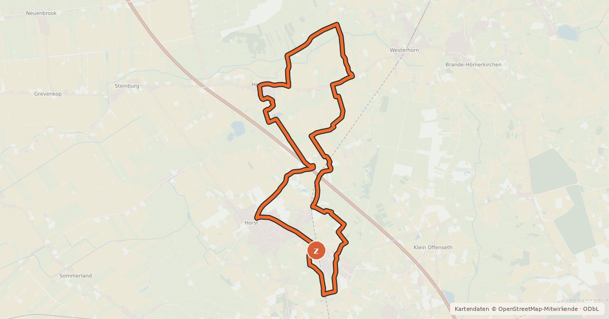 Kartenübersicht der Radroute Storchentörn