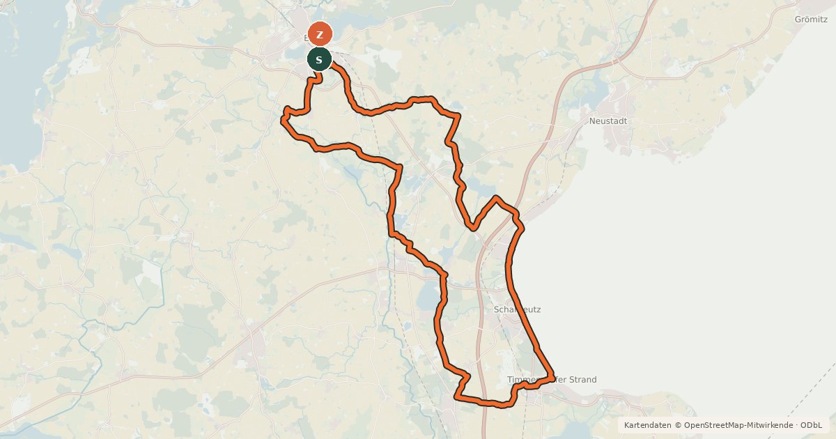 Kartenübersicht der Radroute Strand-Tour