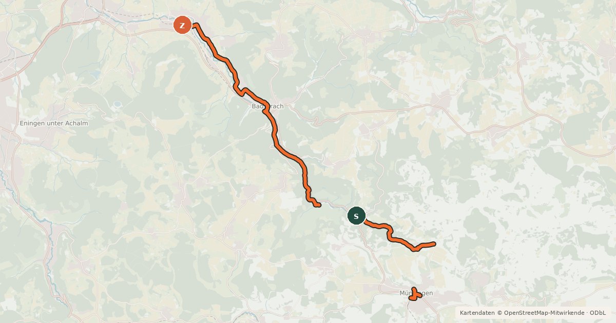 Kartenübersicht der Radroute Streuobst-Radroute Dettingen/Teck - Münsingen - Dettingen/Erms