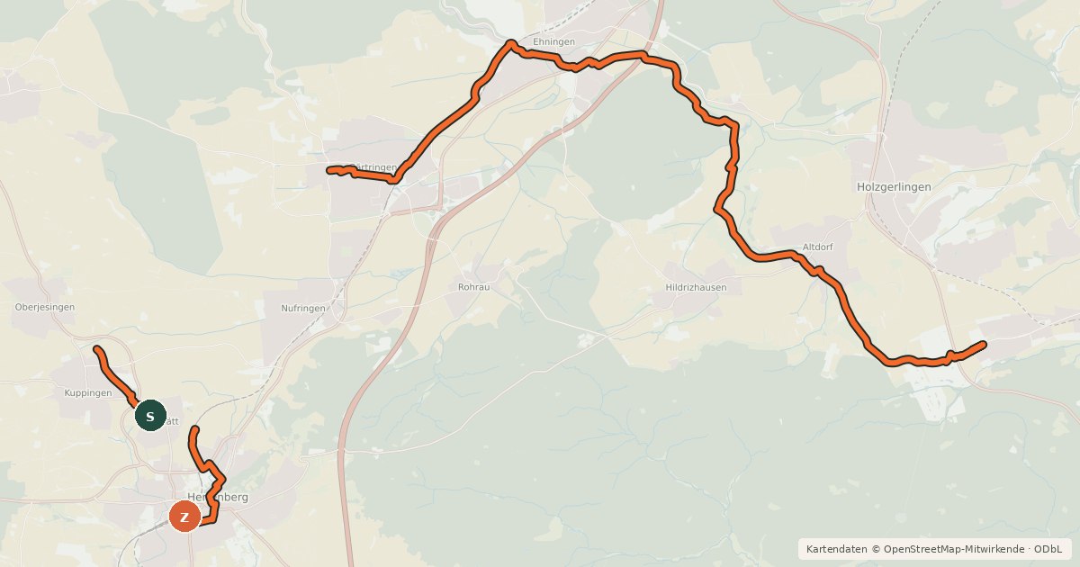 Kartenübersicht der Radroute Streuobst-Radroute Weil im Schönbuch - Herrenberg