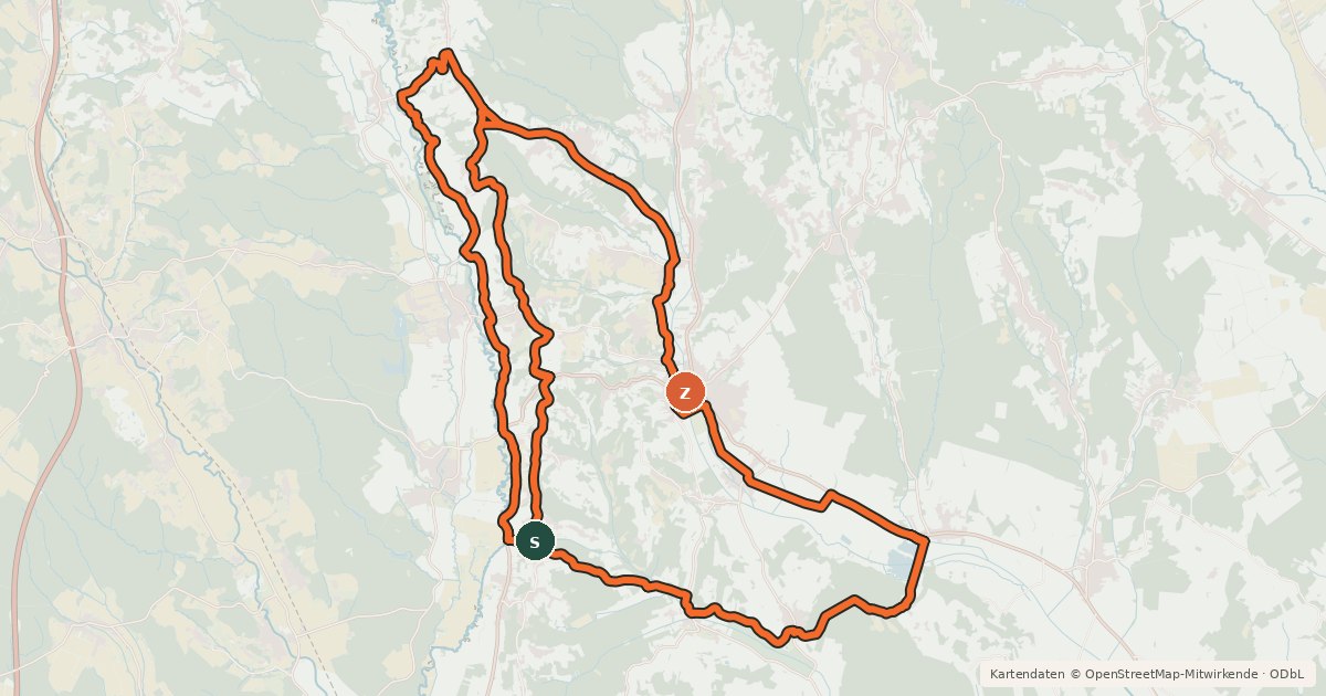 Kartenübersicht der Radroute Streuobstwiesen-Radweg