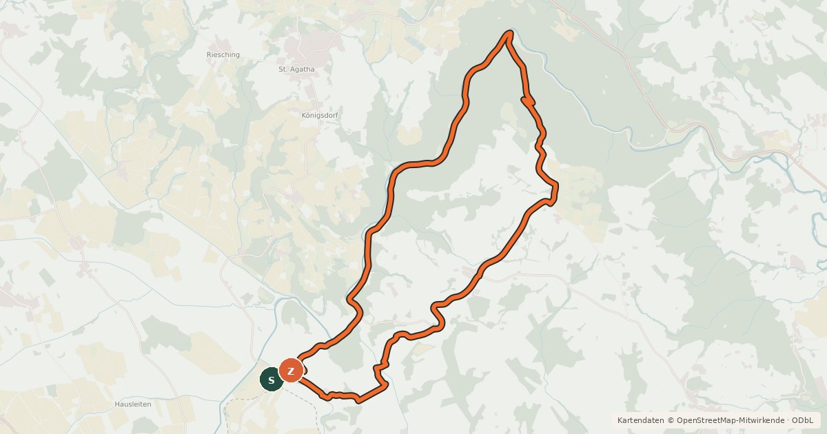 Kartenübersicht der Radroute Strohheim