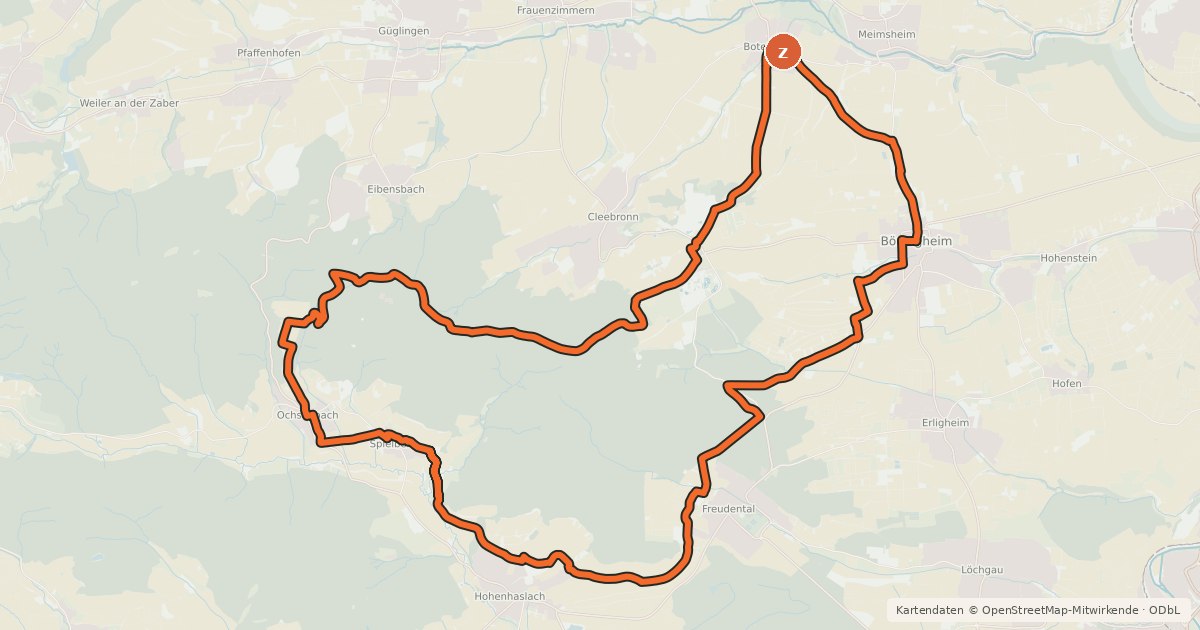 Kartenübersicht der Radroute Stromberg-Tour