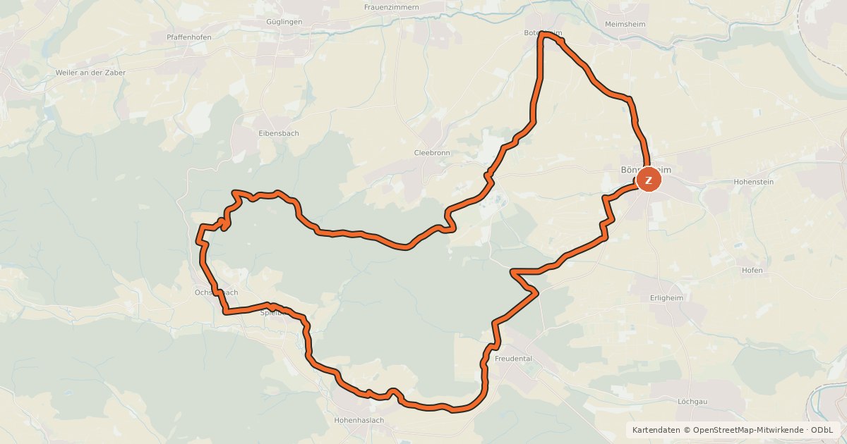 Kartenübersicht der Radroute Stromberg-Tour - 3B8 -