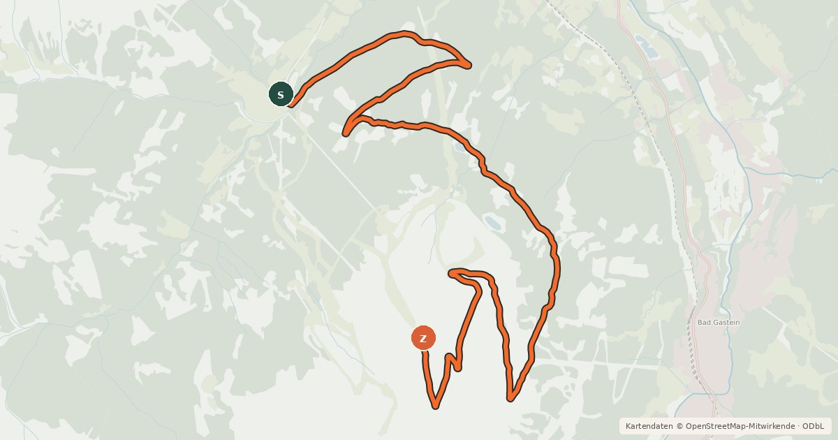 Kartenübersicht der Radroute Stubnerkogel Gipfel
