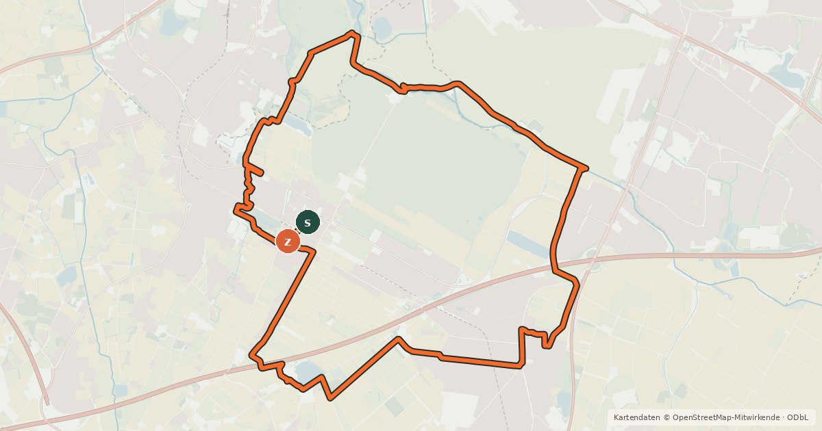 Kartenübersicht der Radroute Stuhrtour Nordroute