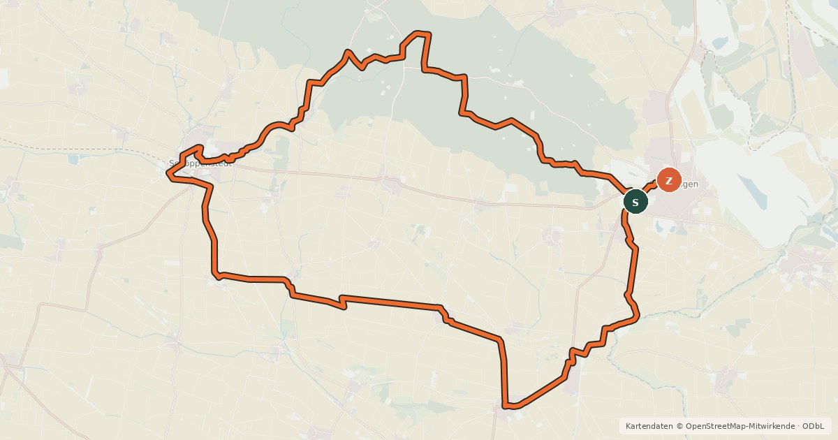 Kartenübersicht der Radroute Südelm-Route