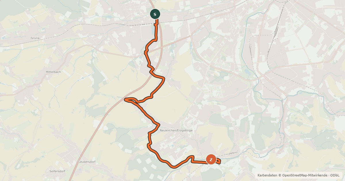 Kartenübersicht der Radroute Südwestroute