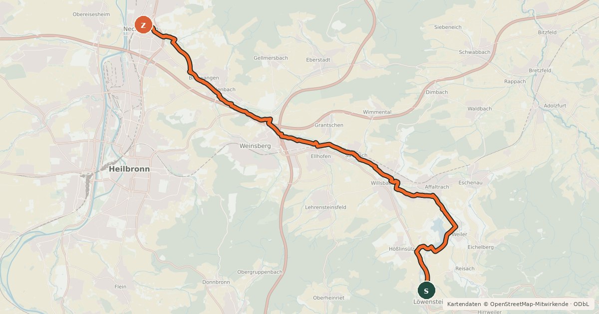 Kartenübersicht der Radroute Sulmtalradweg