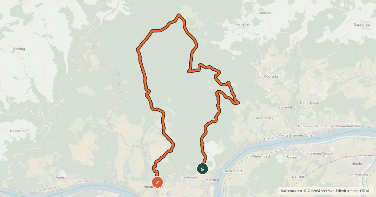 Kartenübersicht der Radroute Sulzbergrunde
