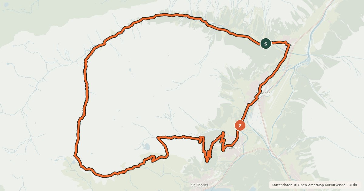 Kartenübersicht der Radroute Suvretta Loop