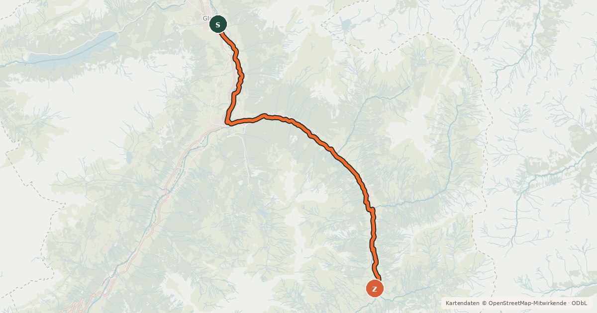 Kartenübersicht der Radroute Suworow-Route
