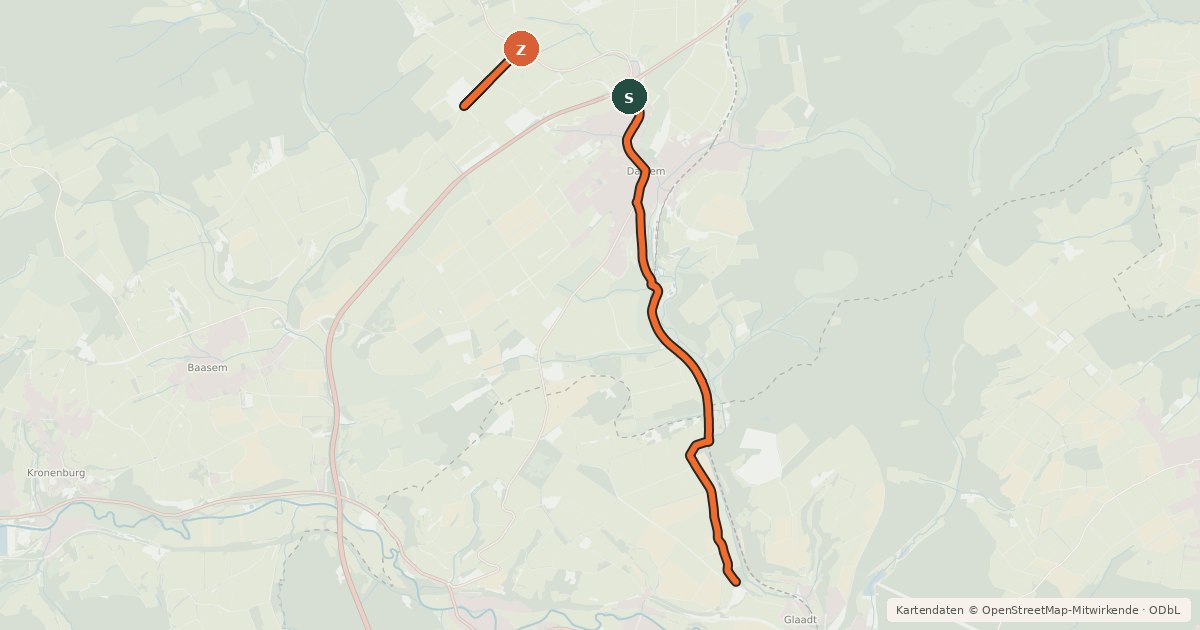 Kartenübersicht der Radroute Tälerroute Urft-Kyll