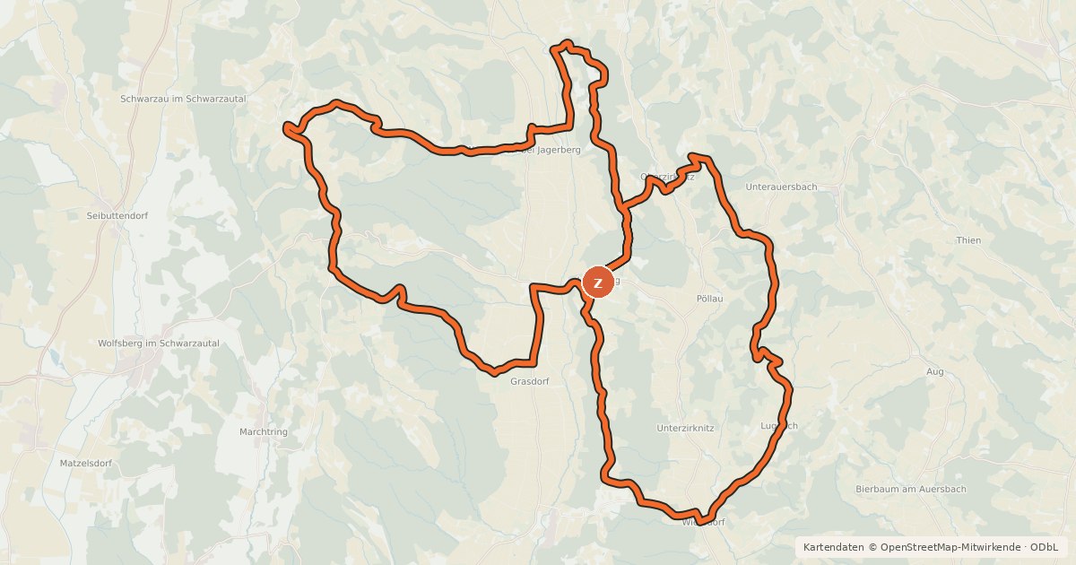 Kartenübersicht der Radroute Tälertour