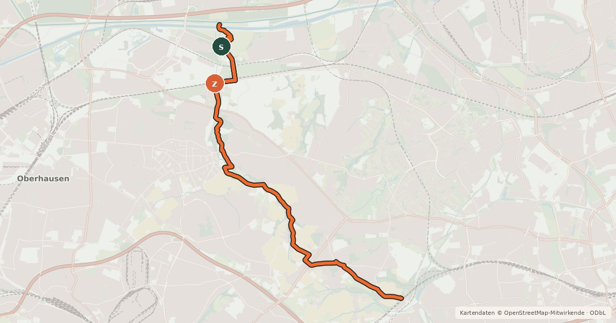 Kartenübersicht der Radroute Tal Route
