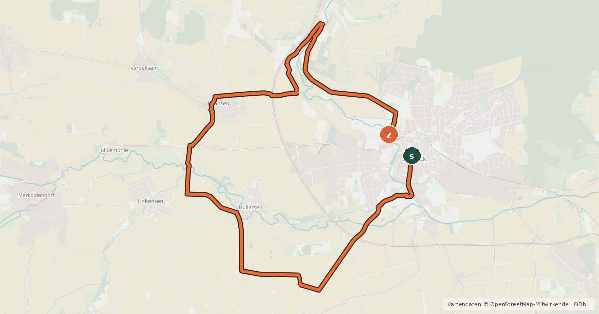 Kartenübersicht der Radroute Talauen-Radweg