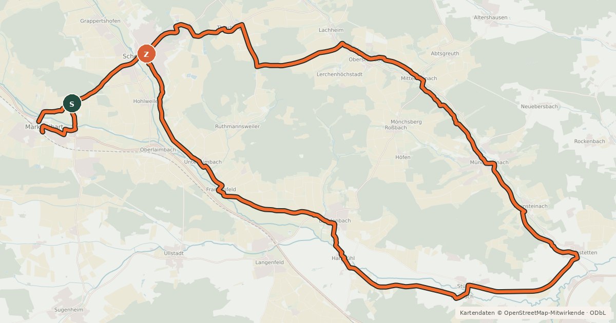 Kartenübersicht der Radroute Talauen Radweg 4