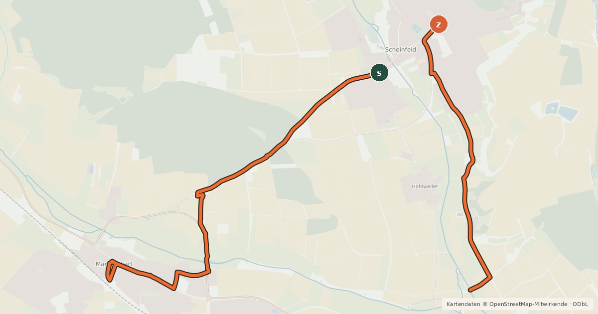 Kartenübersicht der Radroute Talauen Radweg 5