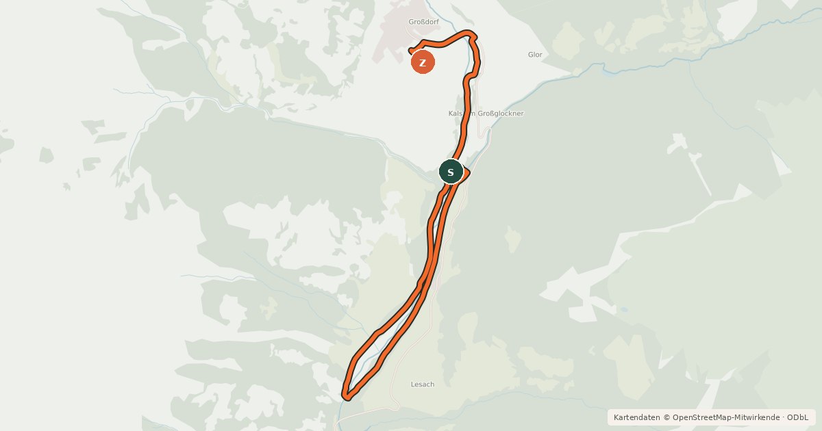 Kartenübersicht der Radroute Talrunde Kalserbach