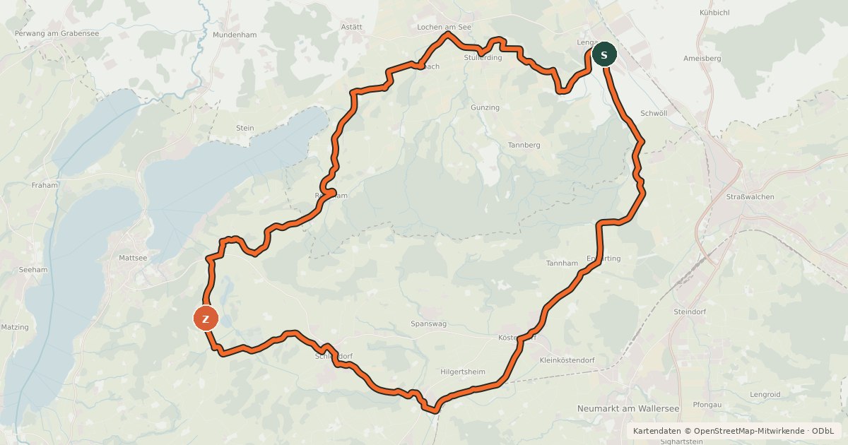 Kartenübersicht der Radroute Tannberg Rundweg