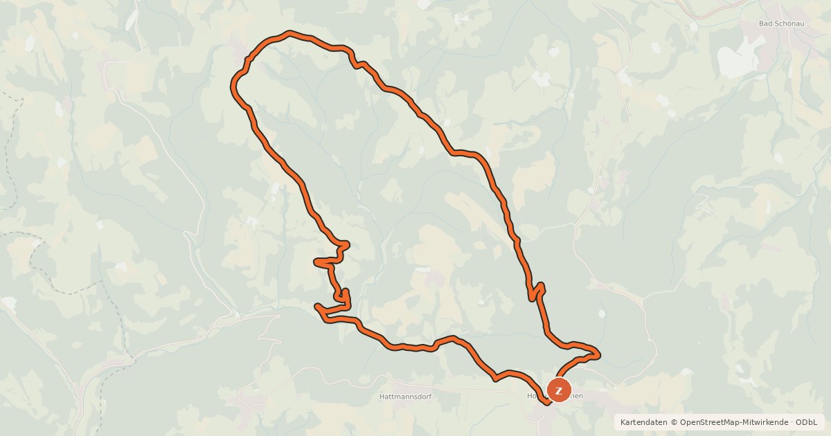 Kartenübersicht der Radroute Tannwald-Strecle