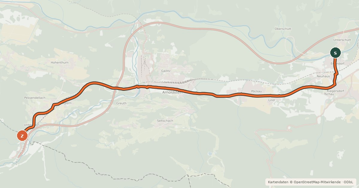 Kartenübersicht der Radroute Tarvis Radweg