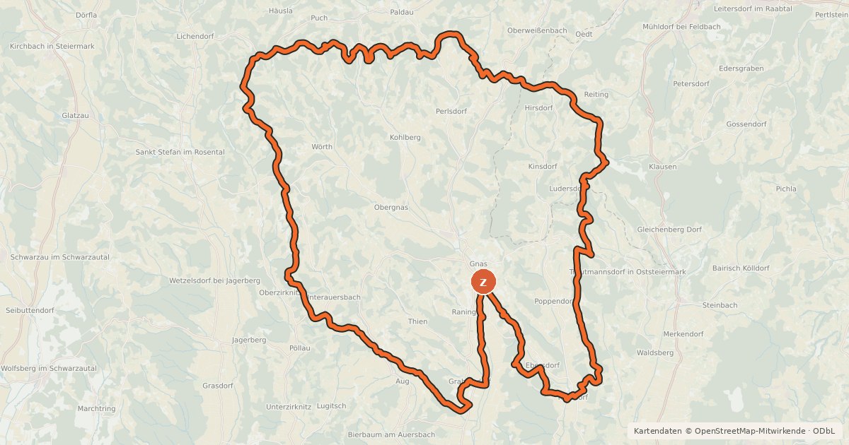 Kartenübersicht der Radroute Tatschkerland-Tour