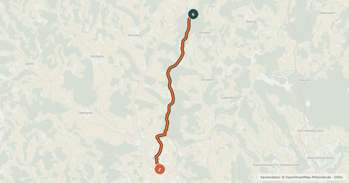 Kartenübersicht der Radroute Tatschkerland-Tour Variante 1