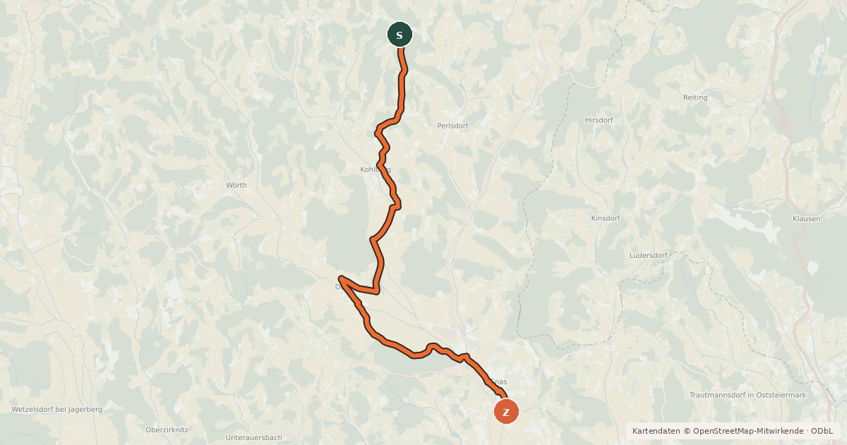 Kartenübersicht der Radroute Tatschkerland-Tour Variante 2