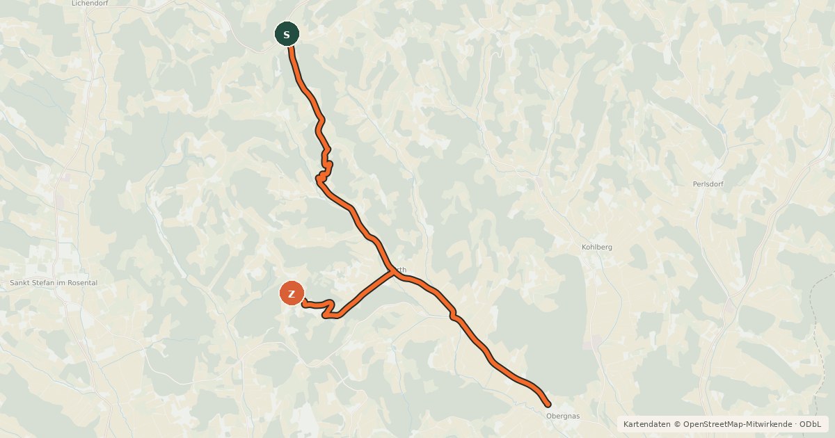 Kartenübersicht der Radroute Tatschkerland-Tour Variante 3