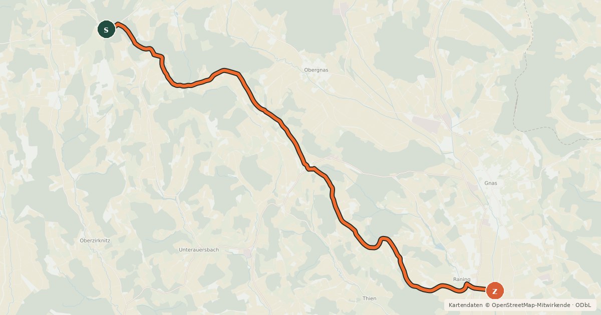 Kartenübersicht der Radroute Tatschkerland-Tour Variante 4