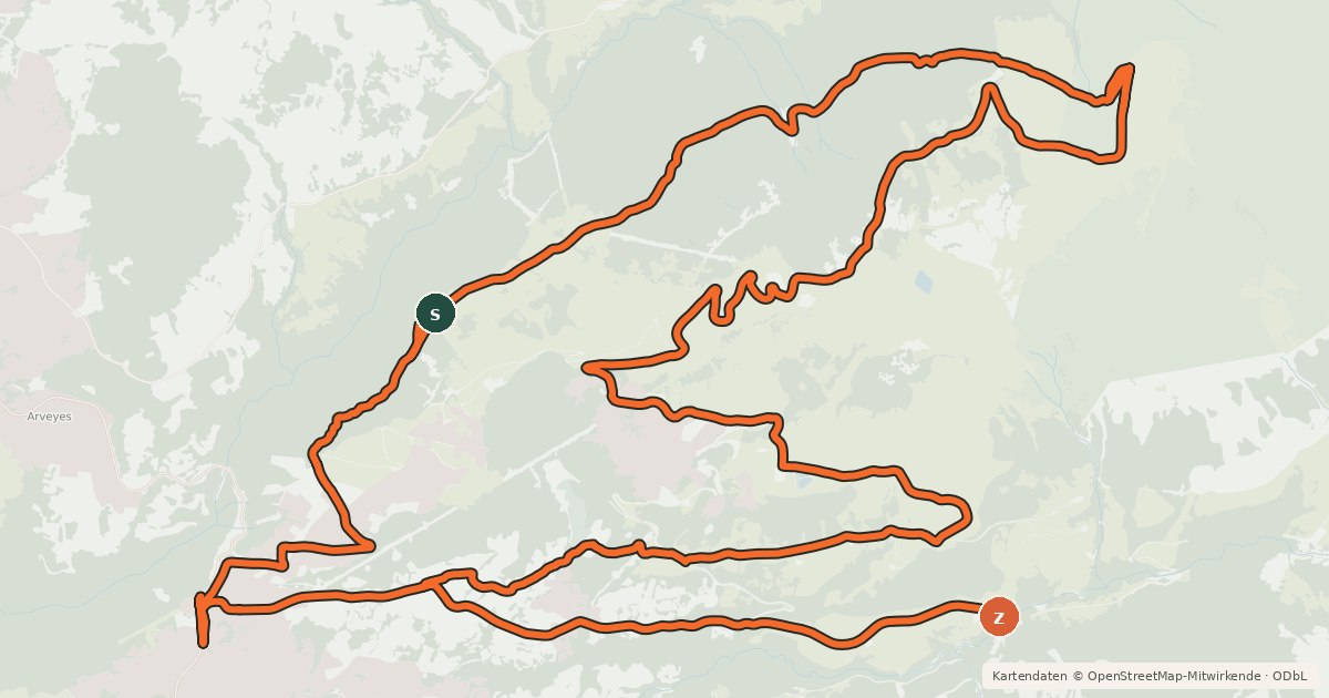 Kartenübersicht der Radroute Taveyanne-Solalex Bike